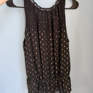 White House Black Market Black Camisole with Gold Dot Print